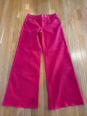 New NWT White House Black Market High Rise Pret Wide Leg Denim Jeans Sz 6 Red